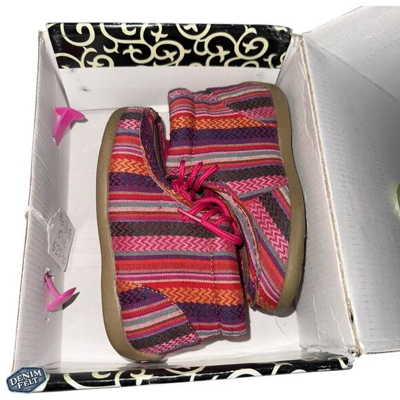 Blazin Roxx Kids/Girls Riley Raspberry Serape Stripe Shoe/Boots/Bootie - Picture 2 of 7